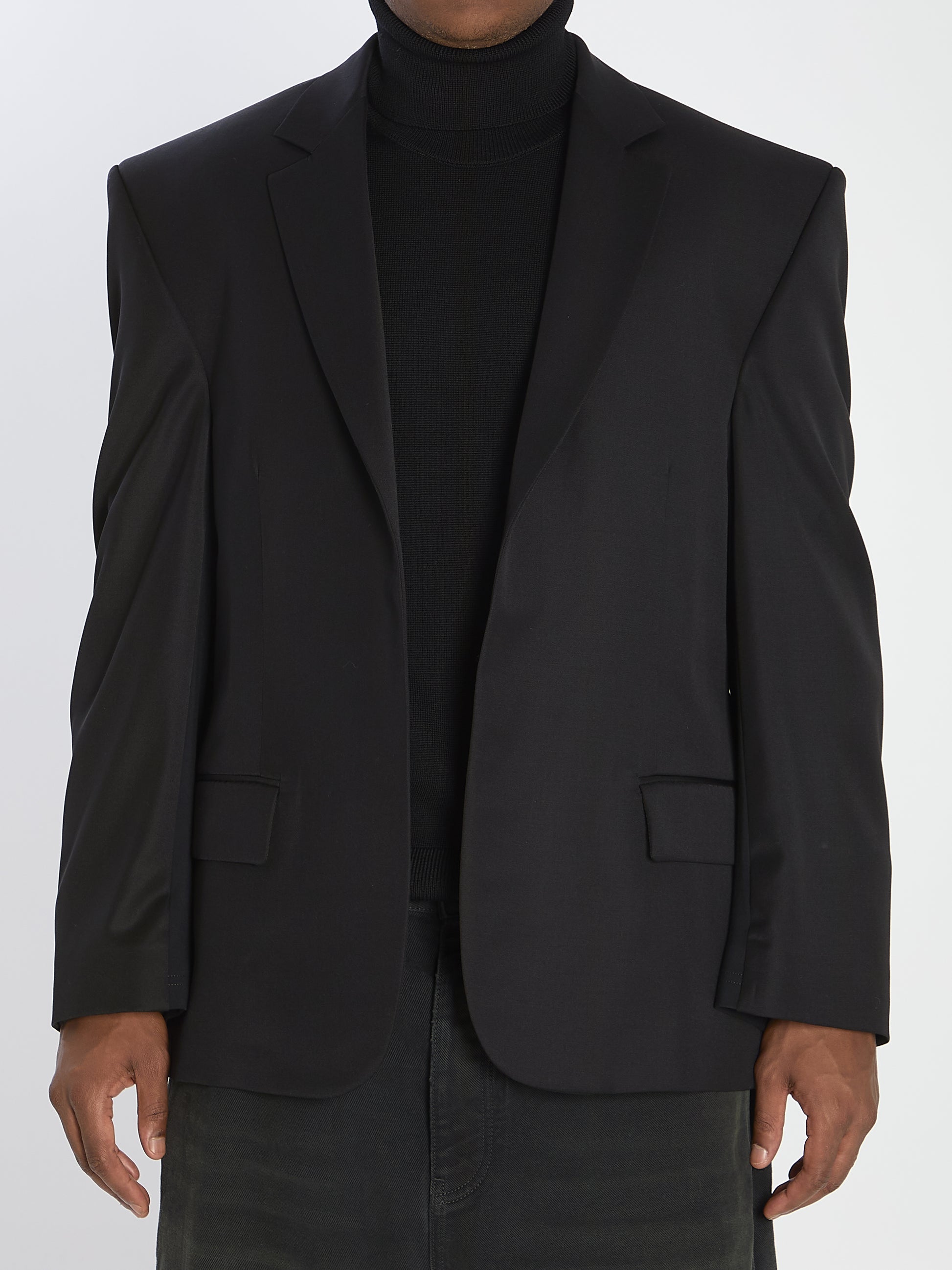 Tailored jacket in twill and jersey