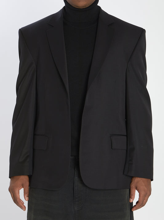 Tailored jacket in twill and jersey