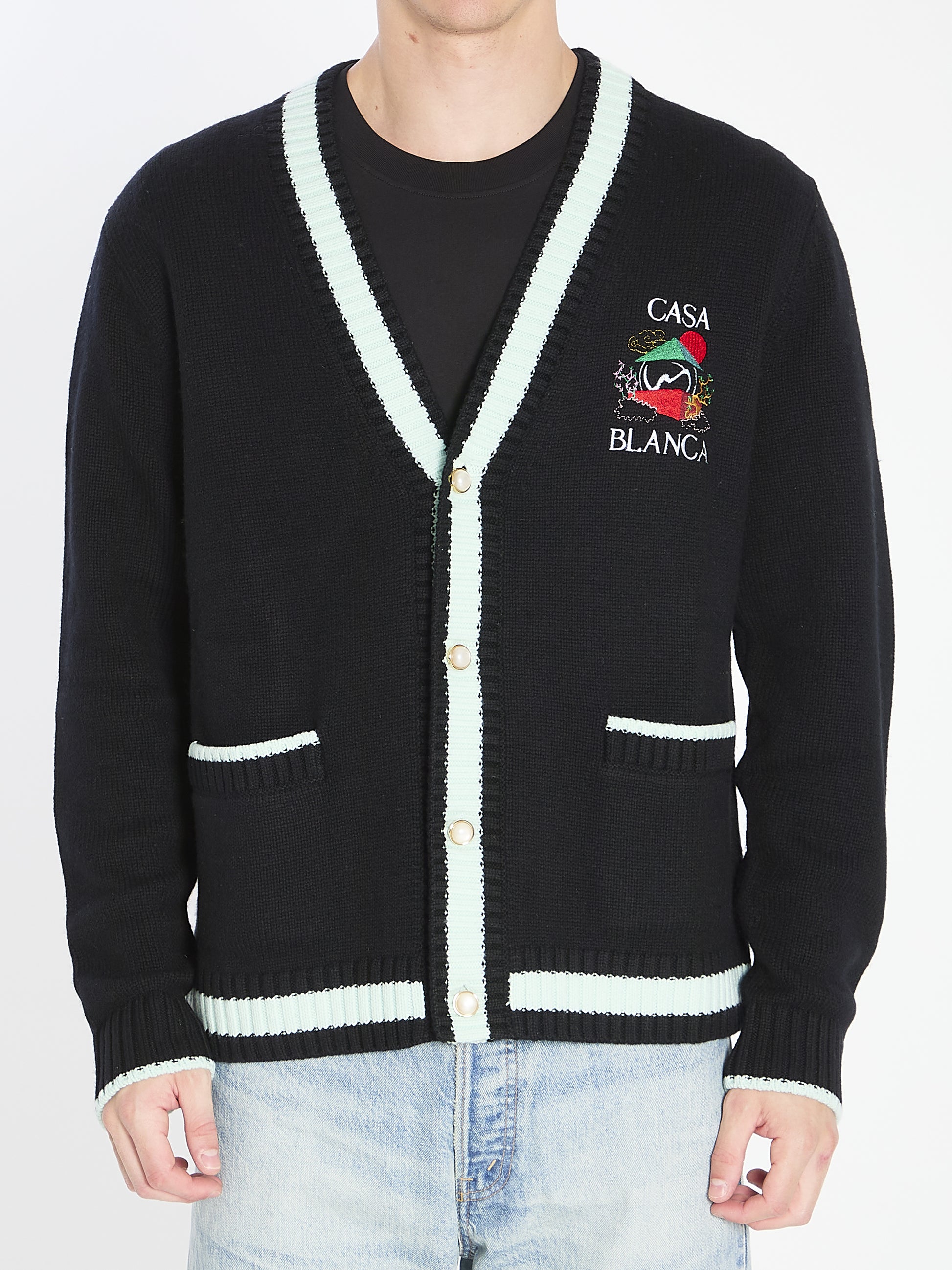 Cardigan with Stacked Casa Mountain Temple design