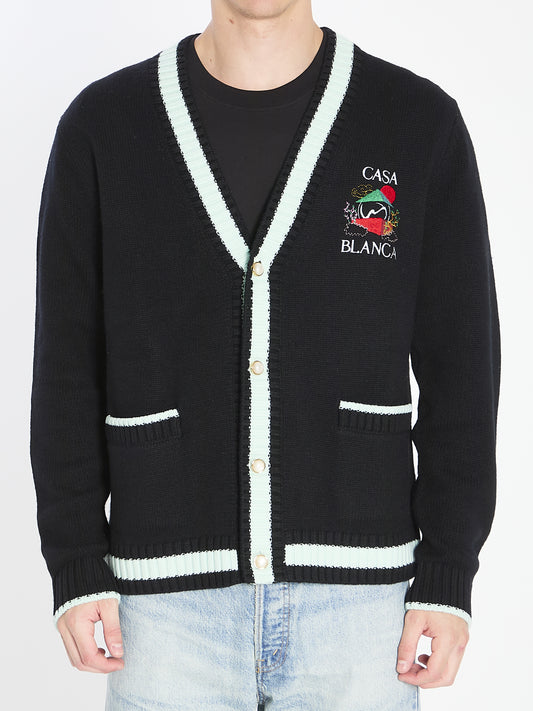 Cardigan with Stacked Casa Mountain Temple design