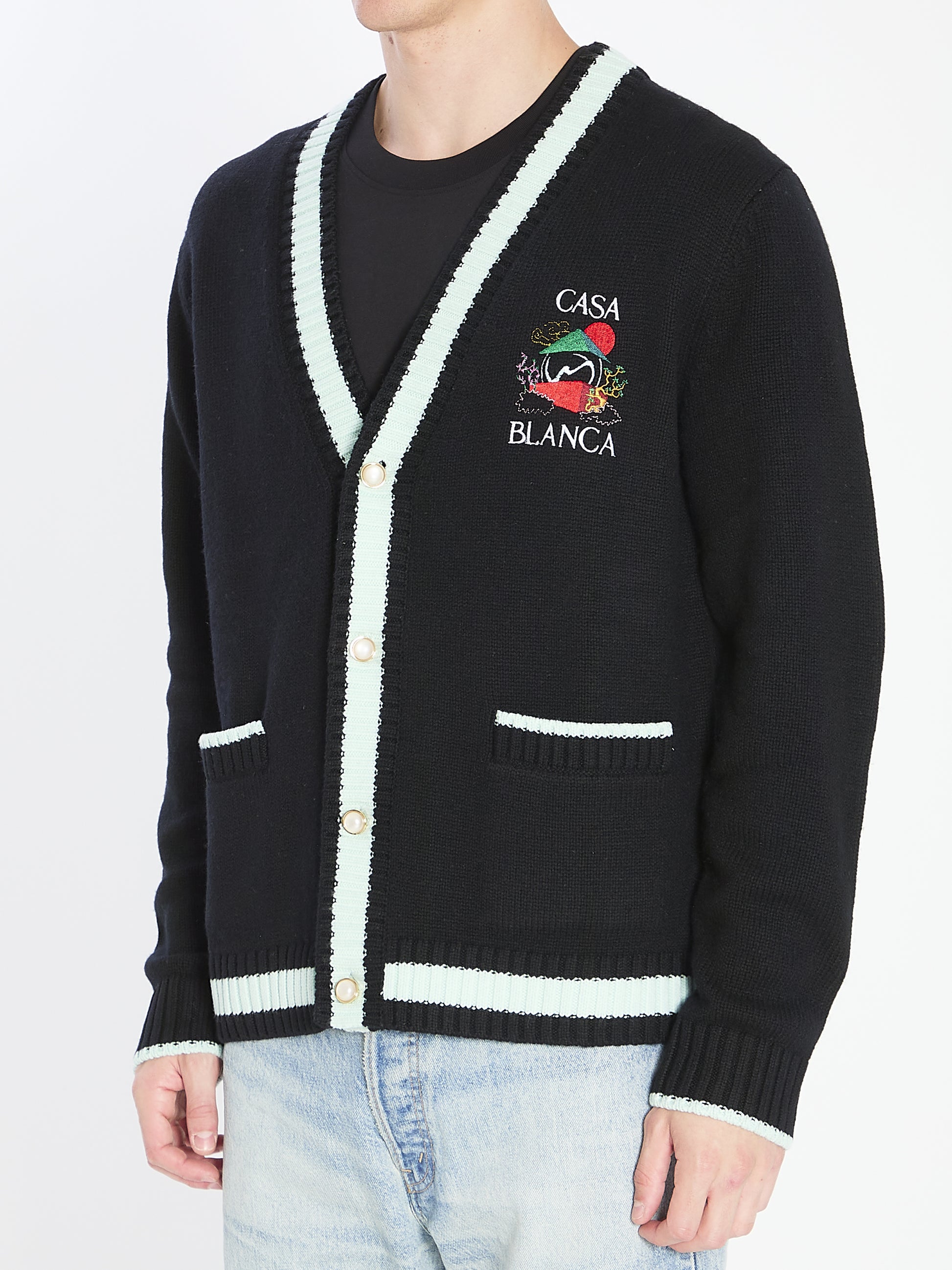 Cardigan with Stacked Casa Mountain Temple design