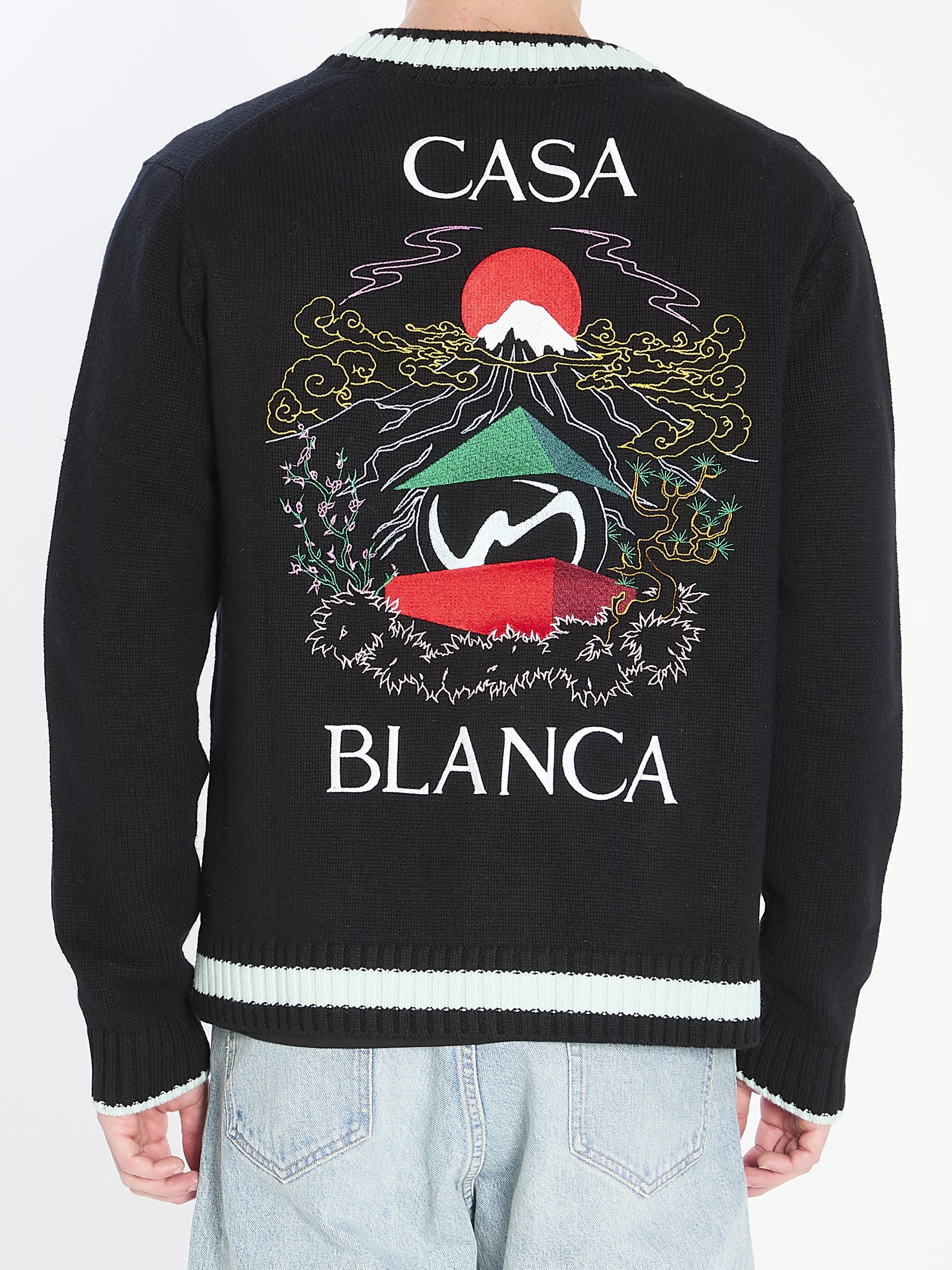 Cardigan with Stacked Casa Mountain Temple design