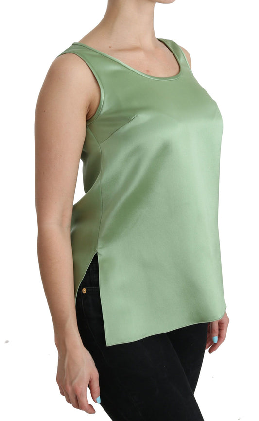 Dolce & Gabbana Elegant Silk Sleeveless Top in Light Mint Green