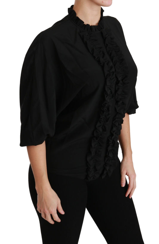 Dolce & Gabbana Elegant Black Silk Short Sleeve Blouse