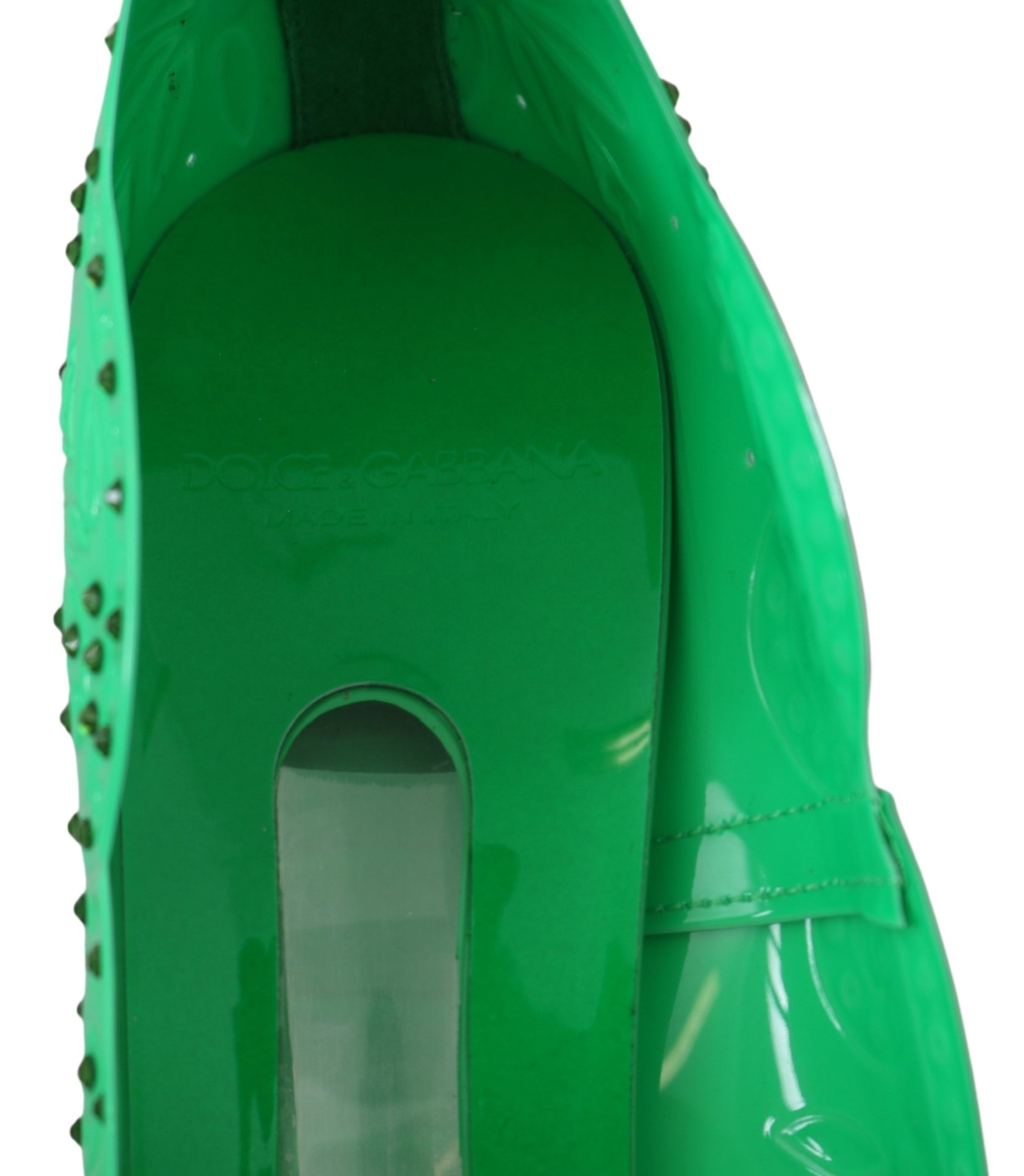 Dolce & Gabbana Green Crystal Floral CINDERELLA Heels Shoes