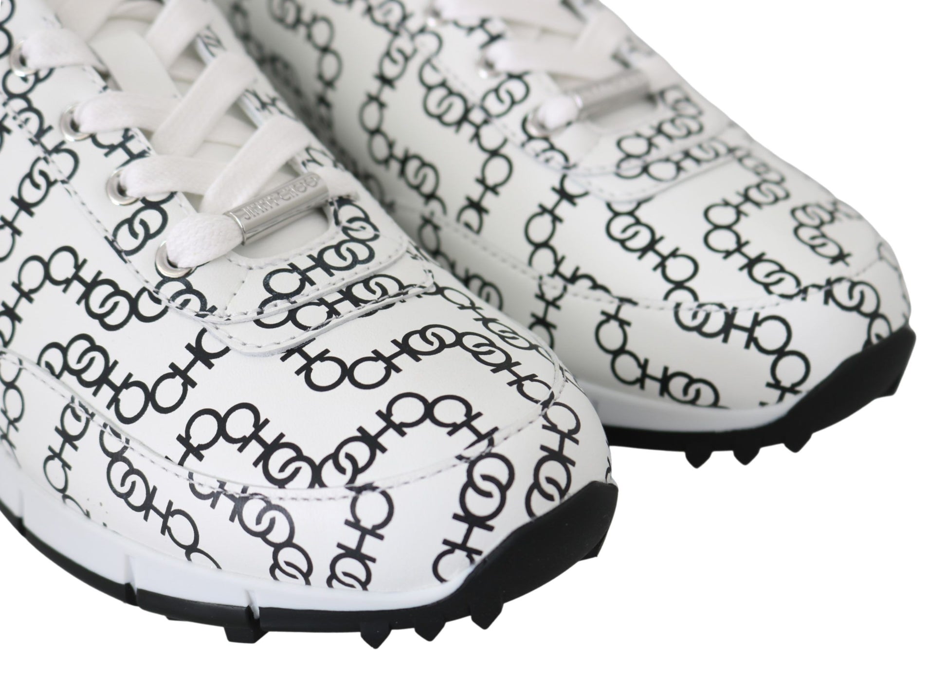 Jimmy Choo Elegant Monochrome Leather Sneakers - Qutton