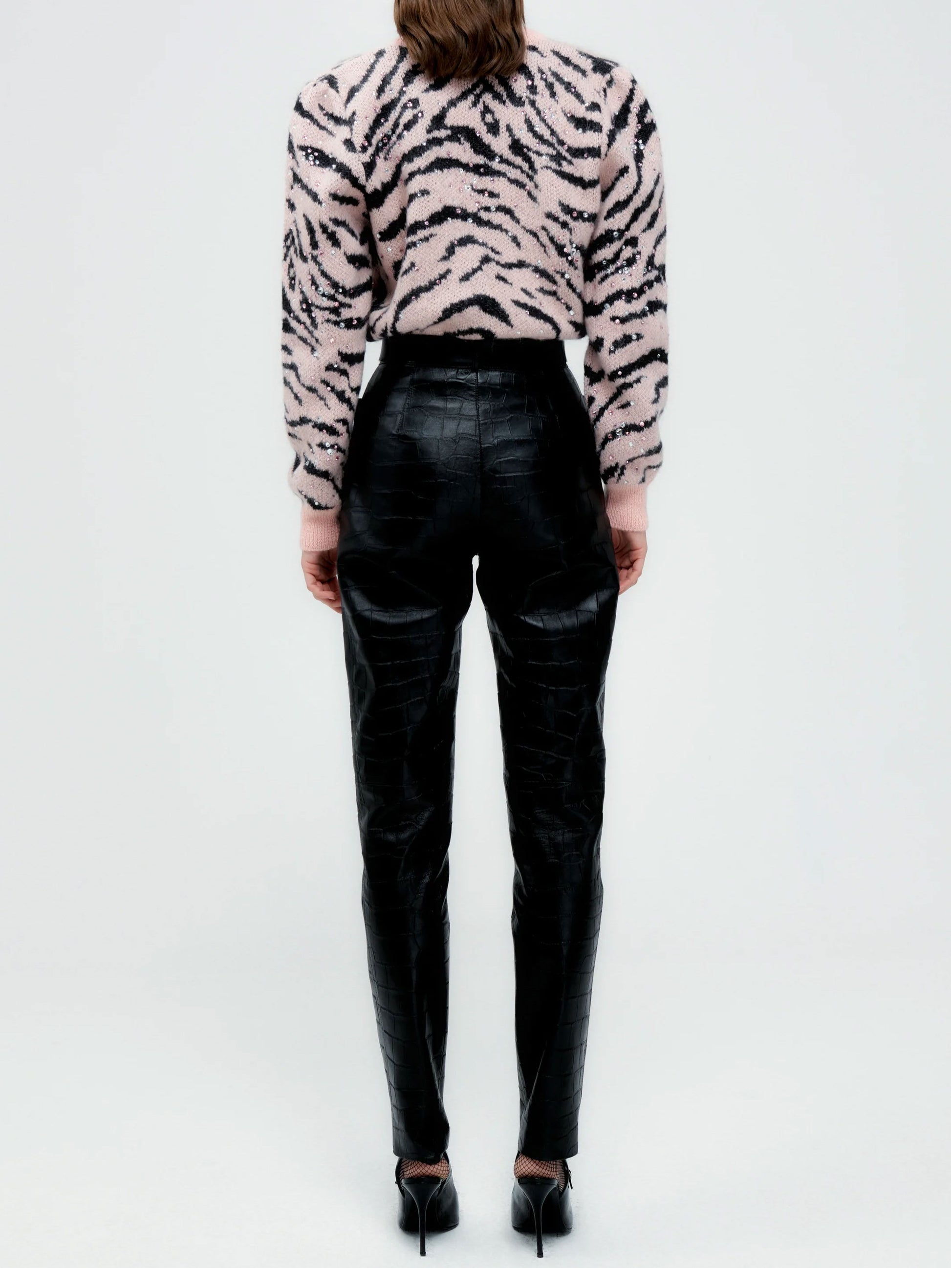 Zebra pattern knitted cardigan