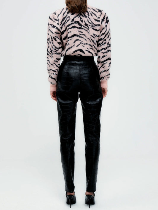 Zebra pattern knitted cardigan