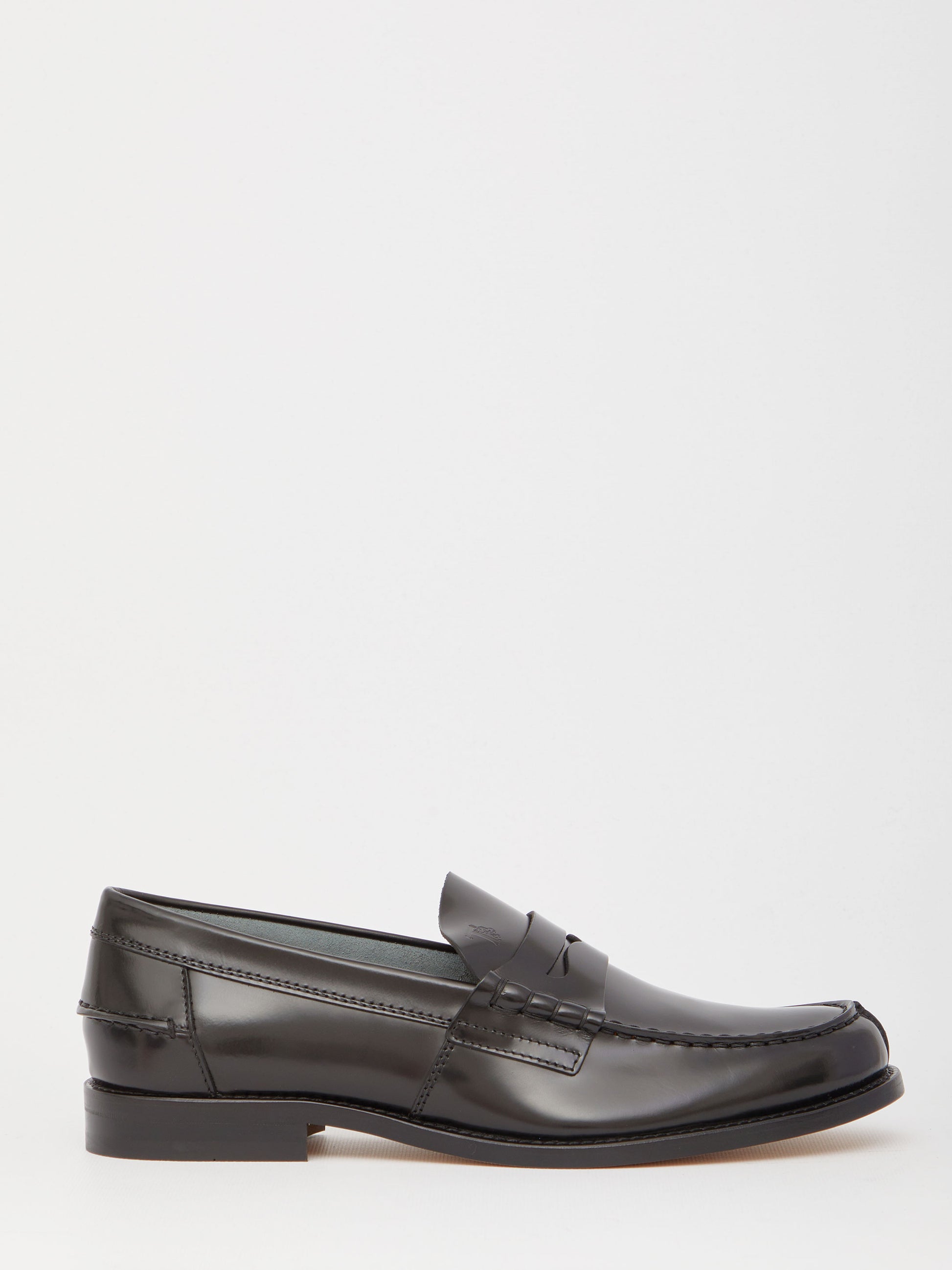 Black leather loafers