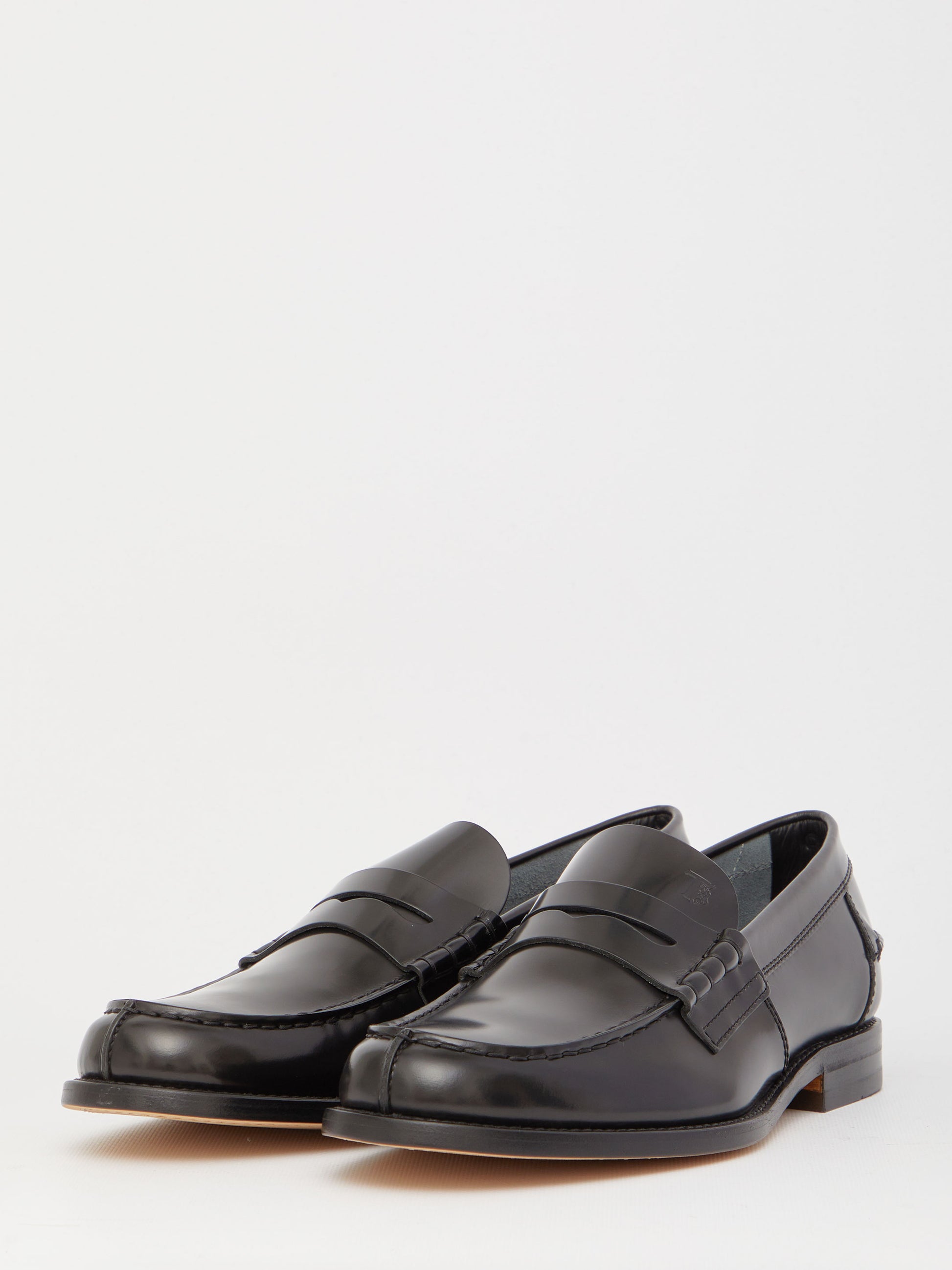 Black leather loafers