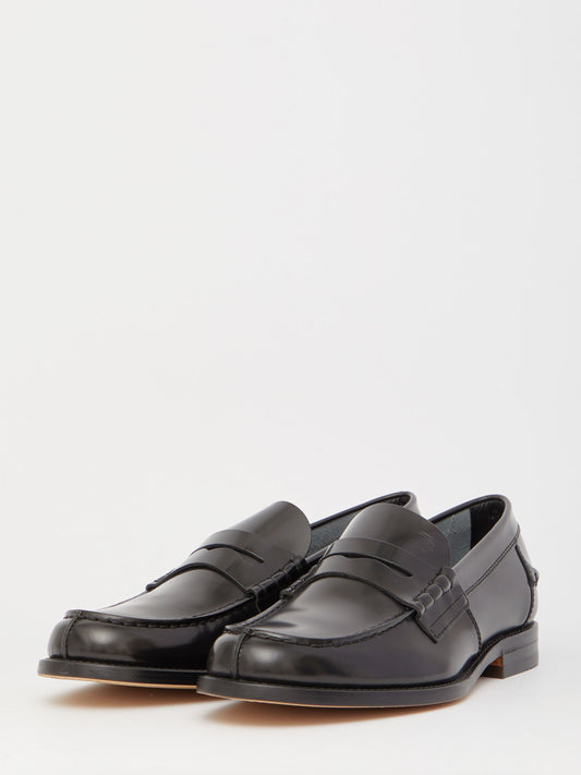Black leather loafers