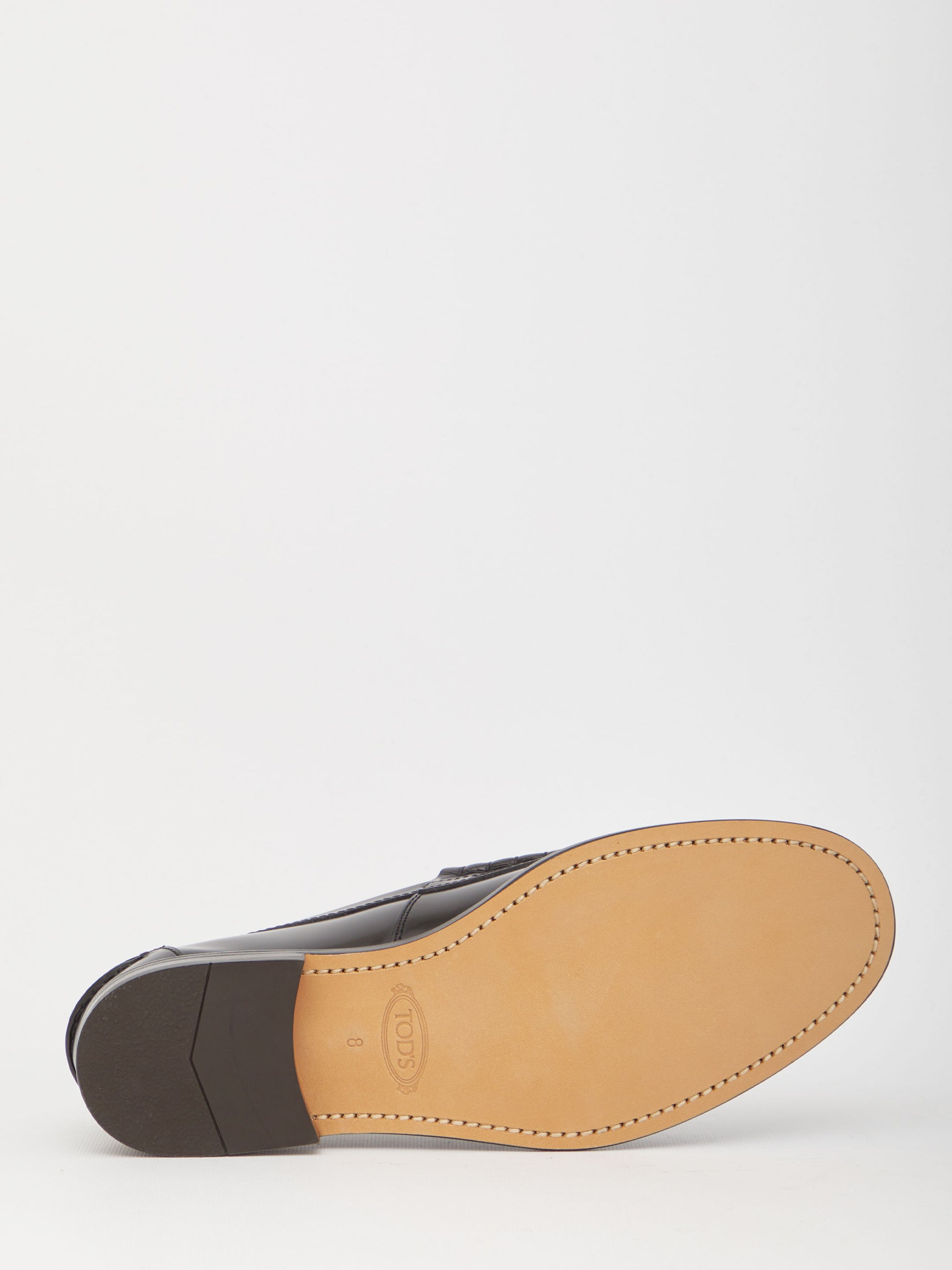 Black leather loafers