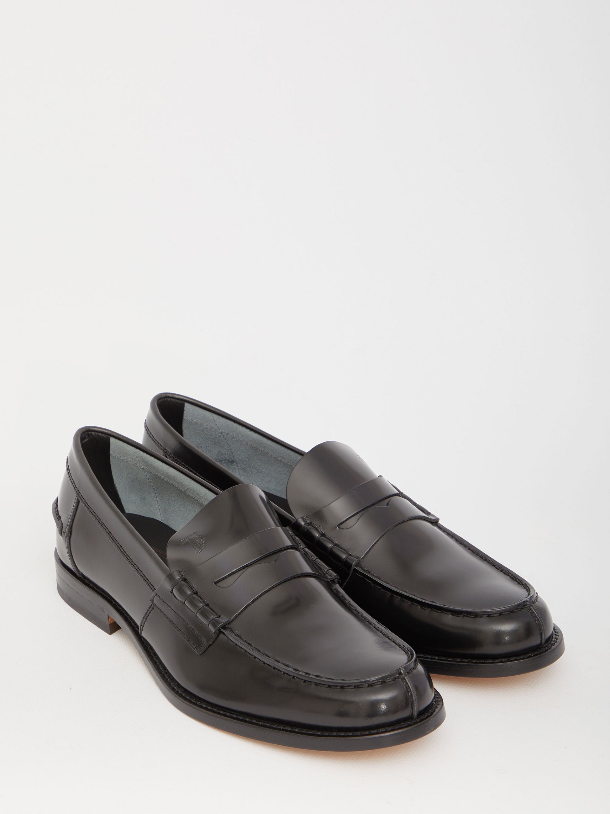 Black leather loafers