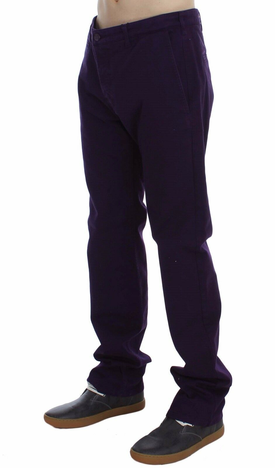 GF Ferre Purple Cotton Stretch Purple Fit  Pants