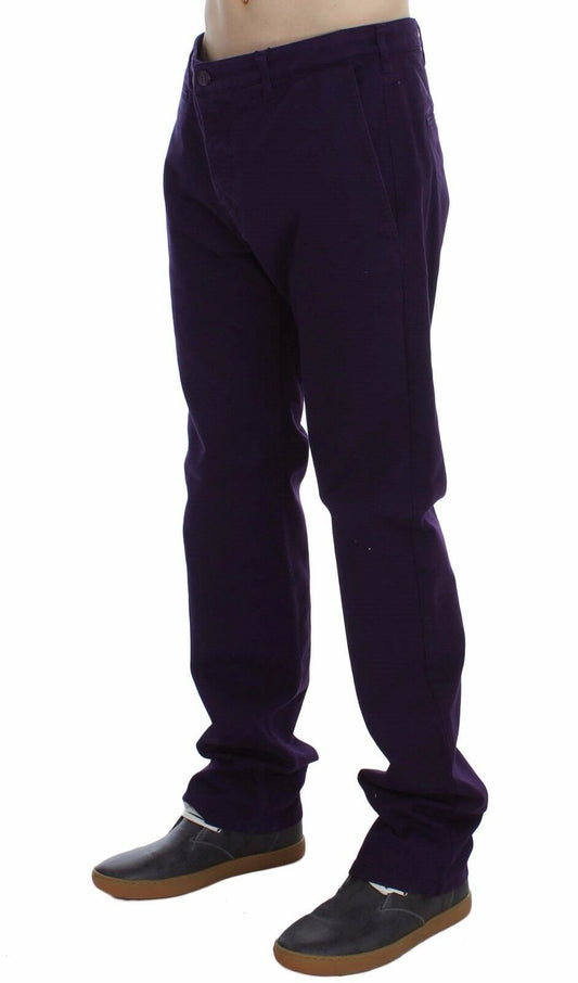 GF Ferre Purple Cotton Stretch Purple Fit  Pants