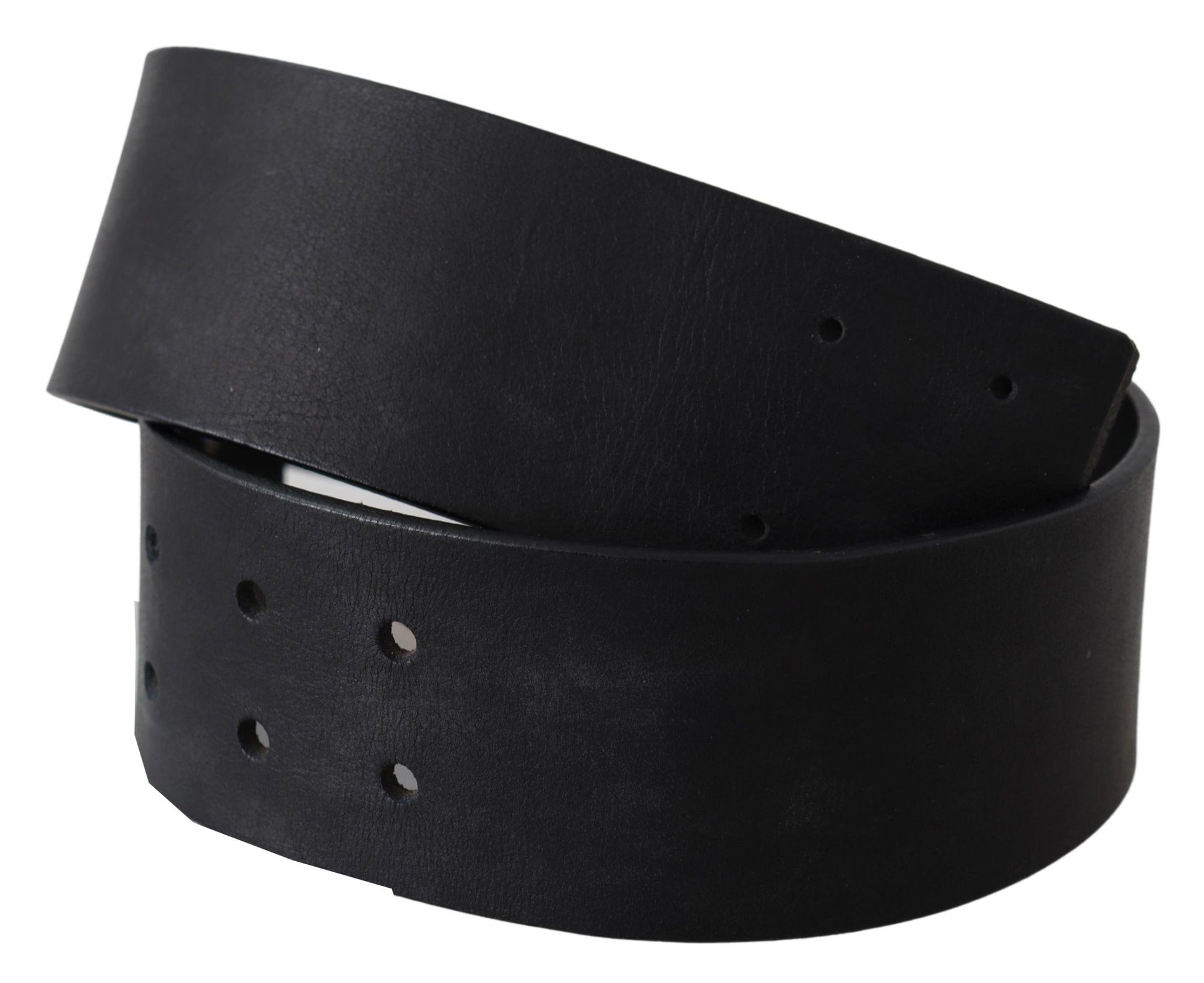 GF Ferre Black Genuine Leather Wide Logo Waist Belt