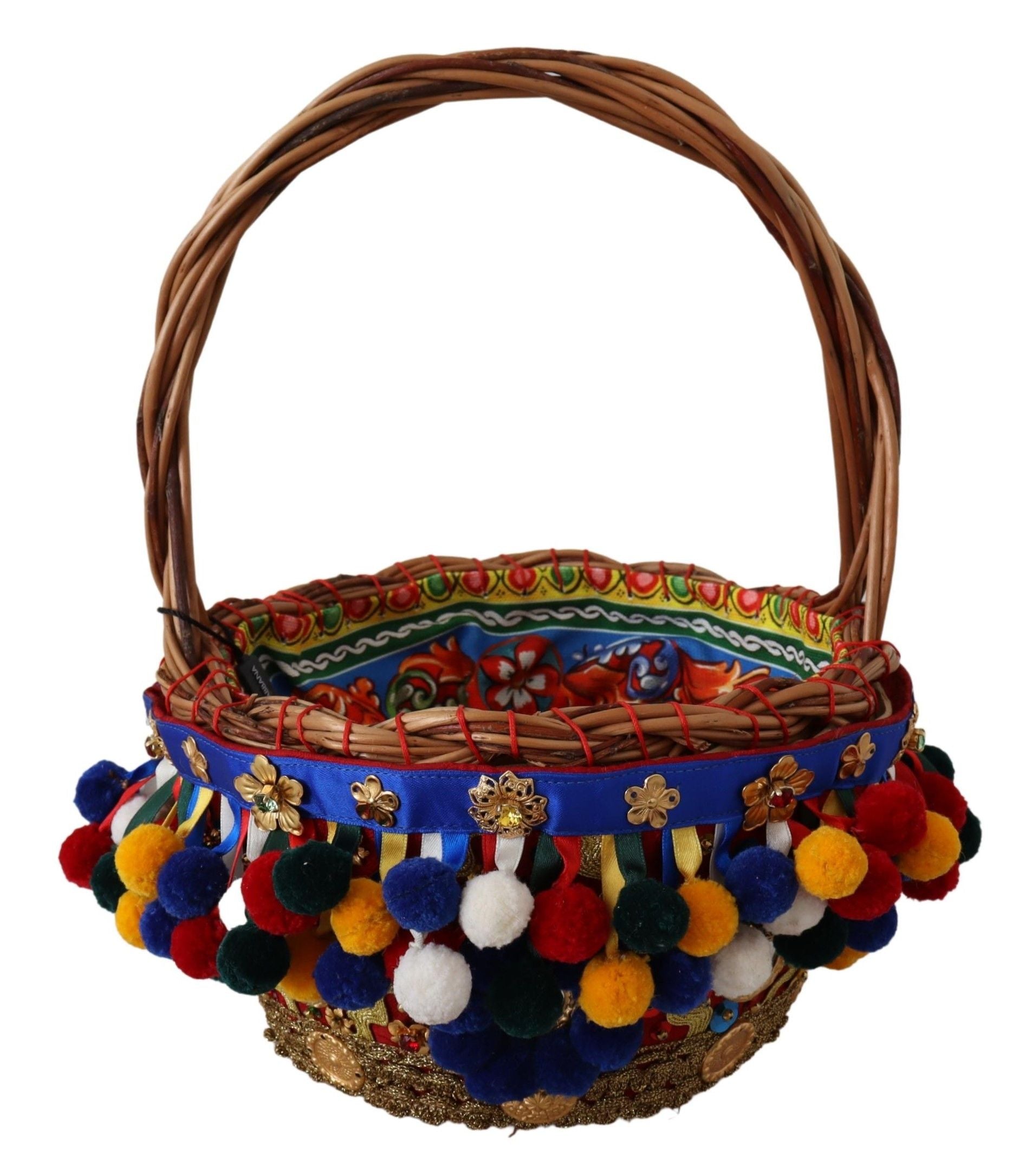 Dolce & Gabbana Multicolor Cotton Embellished Agnese Basket Tote Bag - Qutton