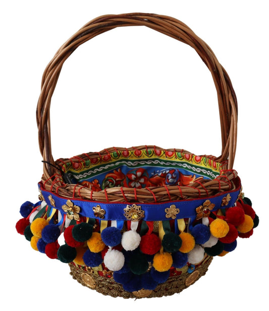 Dolce & Gabbana Multicolor Cotton Embellished Agnese Basket Tote Bag - Qutton