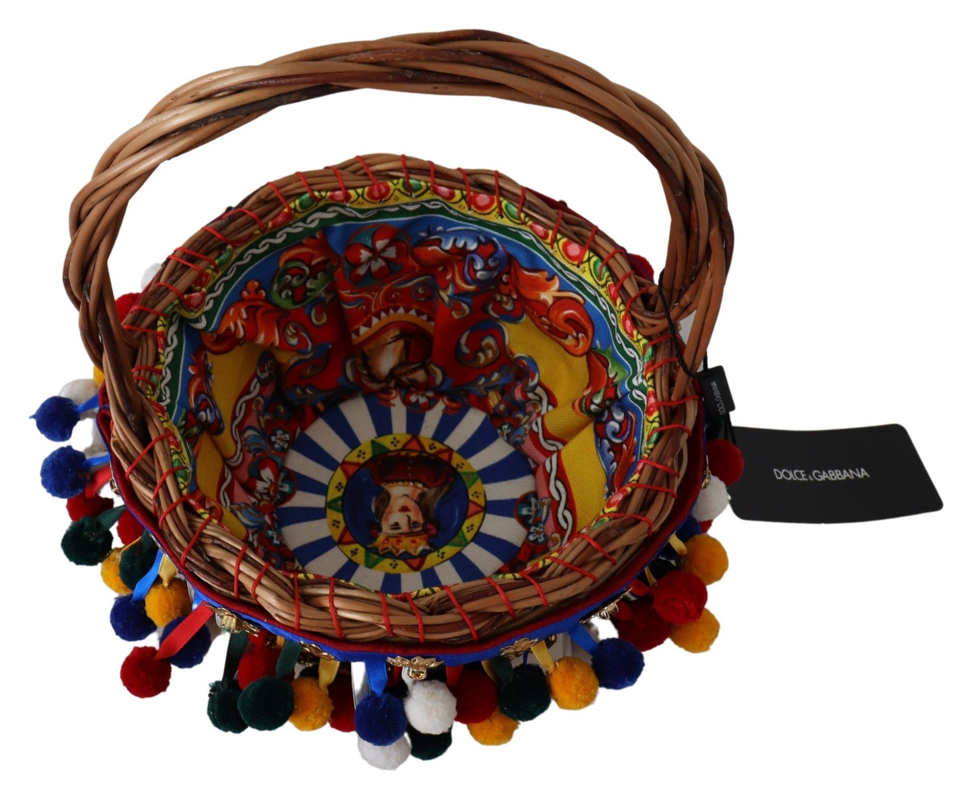 Dolce & Gabbana Multicolor Cotton Embellished Agnese Basket Tote Bag - Qutton