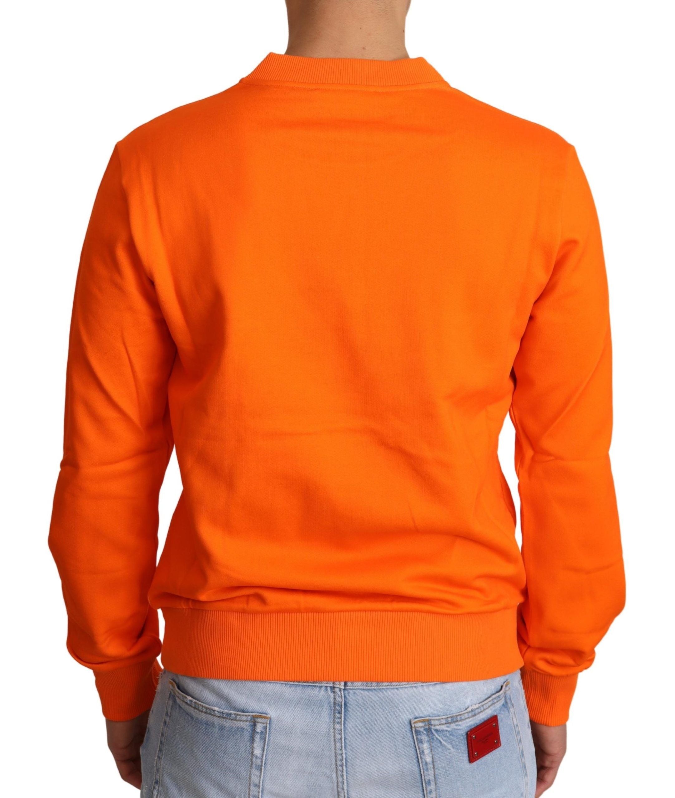 Dolce & Gabbana Regal Crewneck Cotton Sweater in Orange