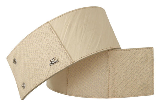 GF Ferre White Waxed Cotton Wide Fashion Belt