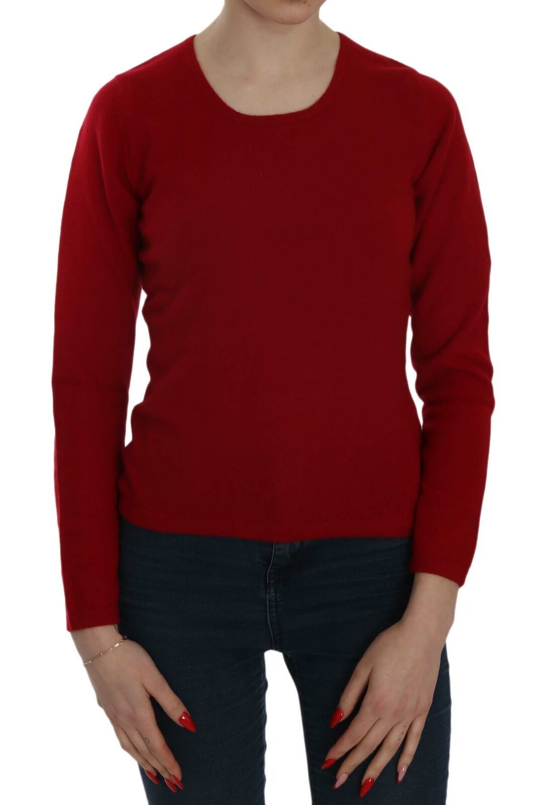 MILA SCHÖN Red Round Neck Pullover Cashmere Sweater - Qutton
