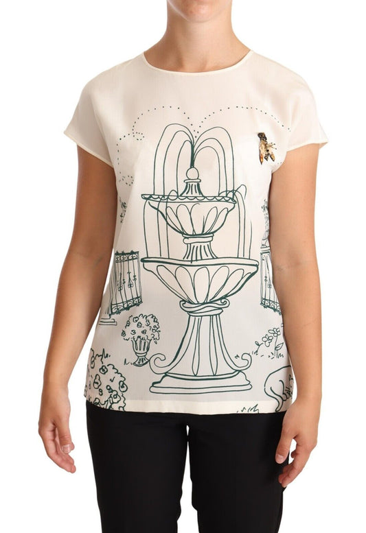 Dolce & Gabbana Elegant Silk Botanical Garden Fountain Tee