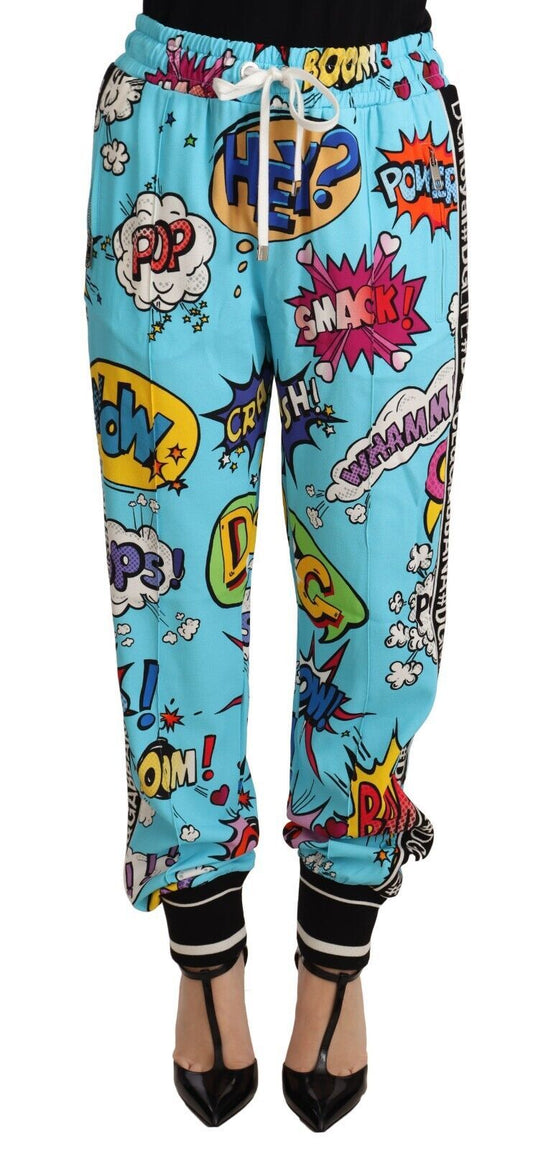 Dolce & Gabbana Chic Cartoon Print Knitted Jogger Pants