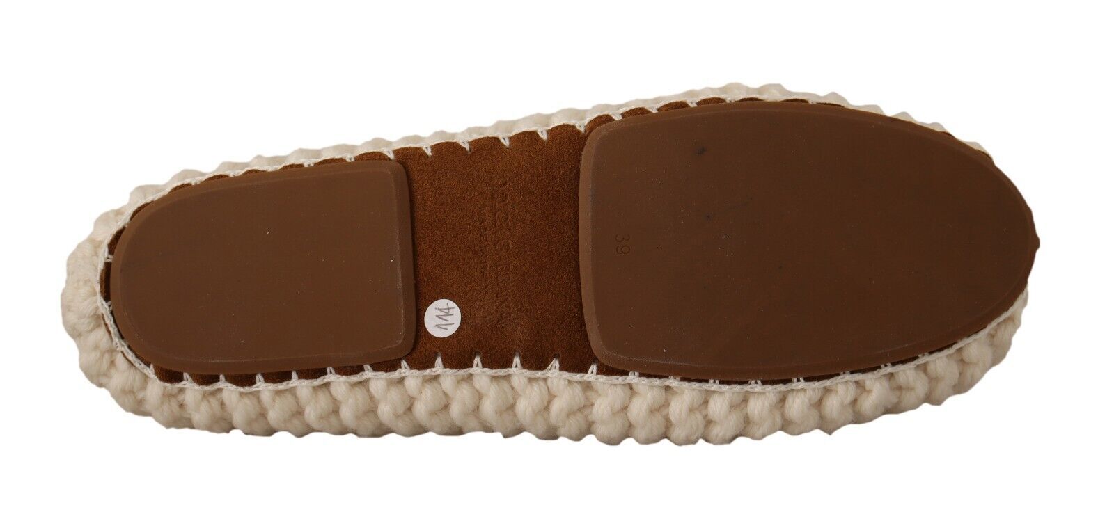 Dolce & Gabbana White Slip On Ballerina Flats Wool Knit Shoes - Qutton