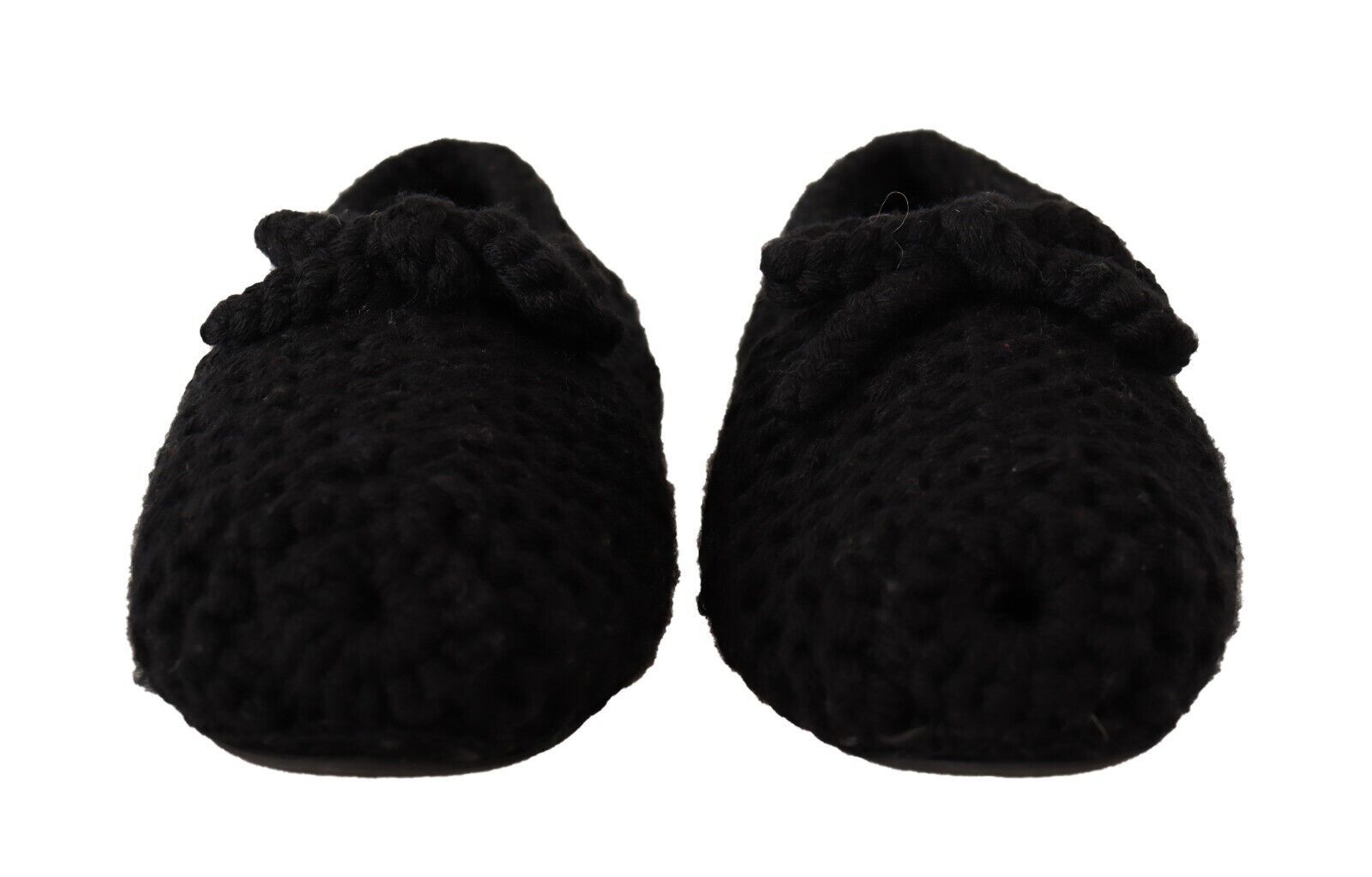 Dolce & Gabbana Black Slip On Ballerina Flats Wool Knit Shoes - Qutton