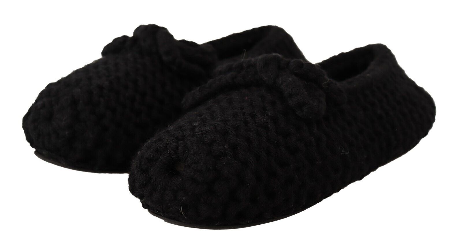 Dolce & Gabbana Black Slip On Ballerina Flats Wool Knit Shoes - Qutton