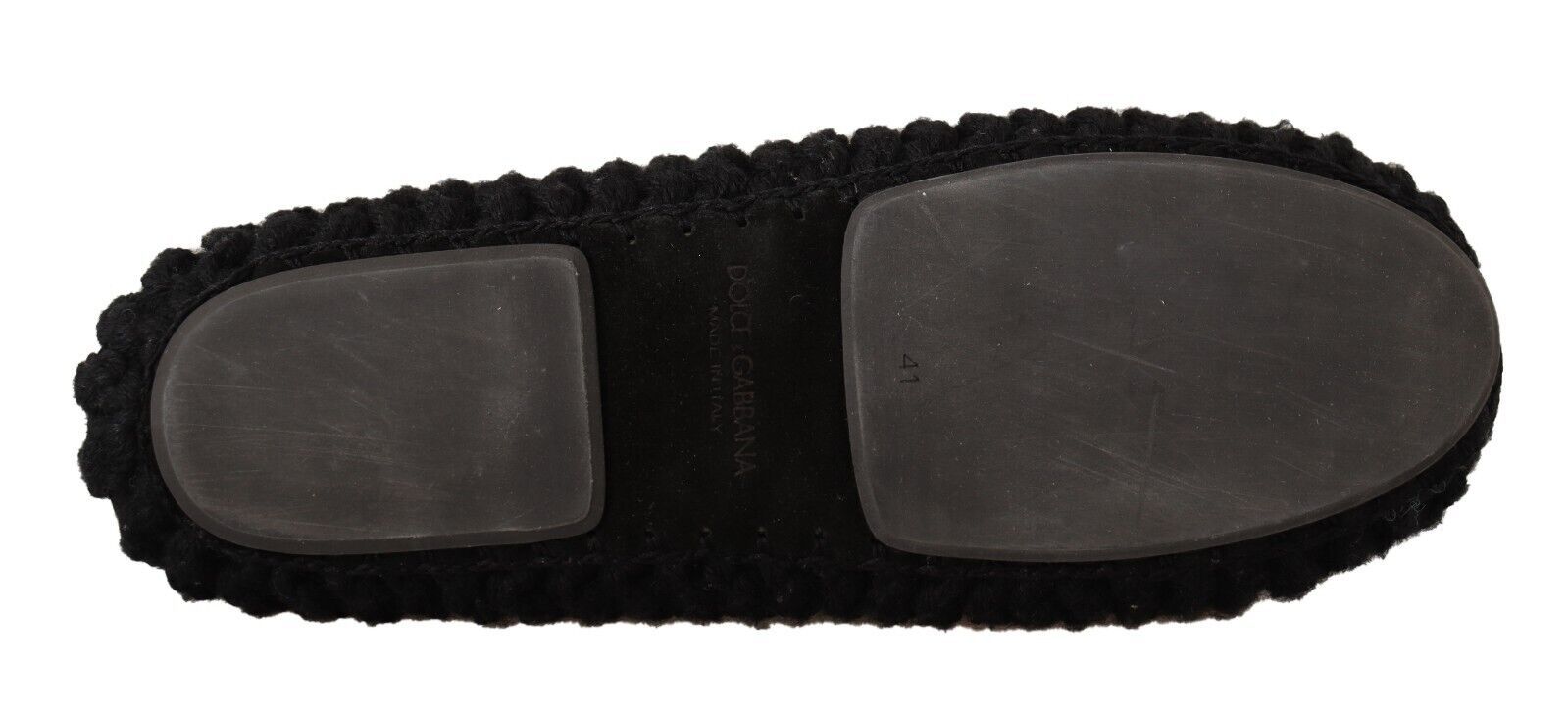 Dolce & Gabbana Black Slip On Ballerina Flats Wool Knit Shoes - Qutton