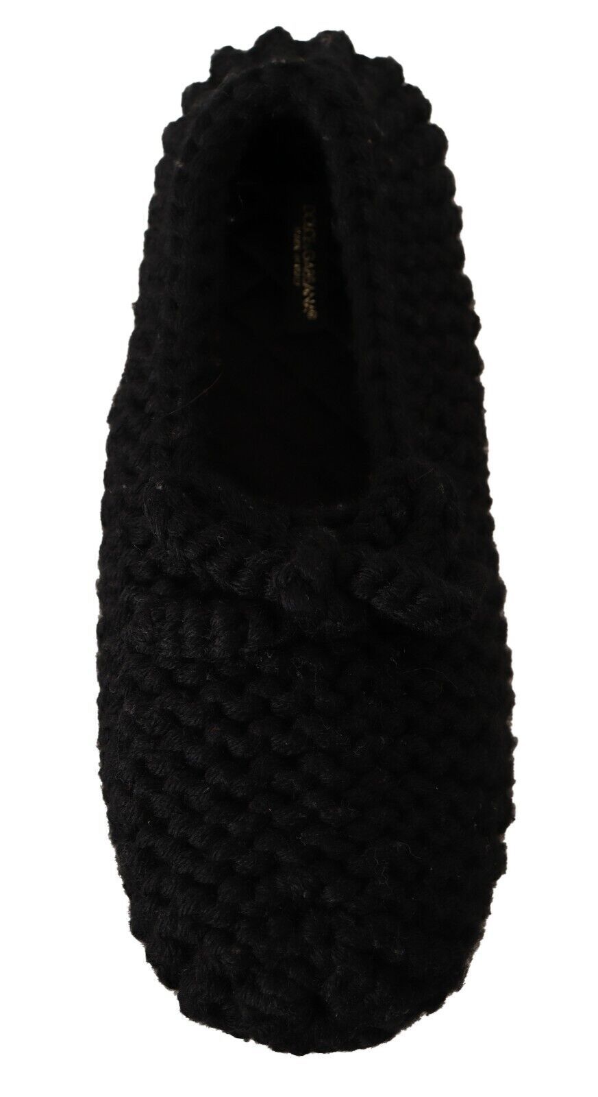 Dolce & Gabbana Black Slip On Ballerina Flats Wool Knit Shoes - Qutton