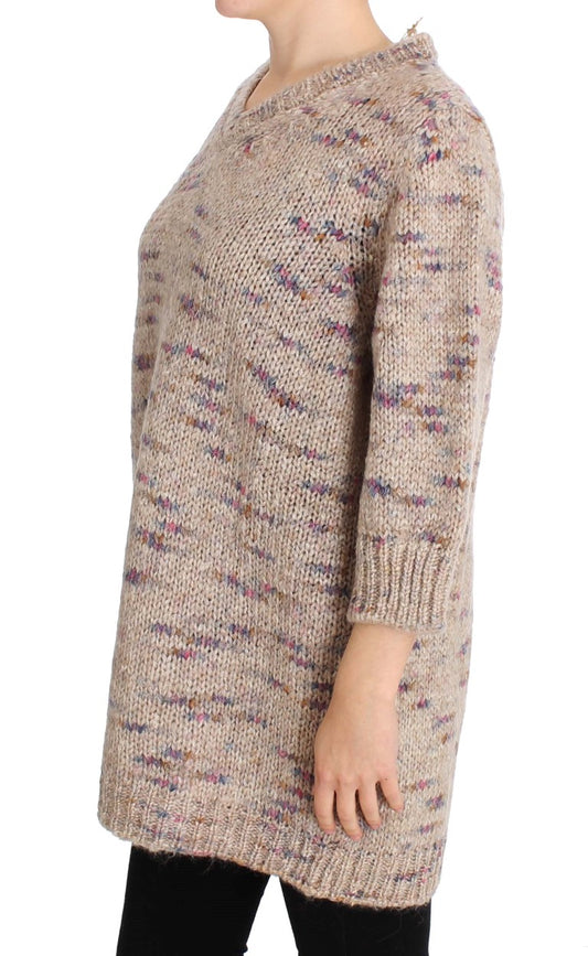 PINK MEMORIES Beige Wool Blend Knitted Oversize Sweater