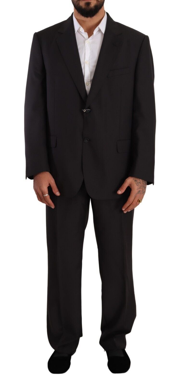 Domenico Tagliente Gray Polyester Single Breasted Formal Suit