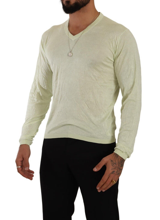 Domenico Tagliente Elegant Silk V-Neck Pullover Sweater