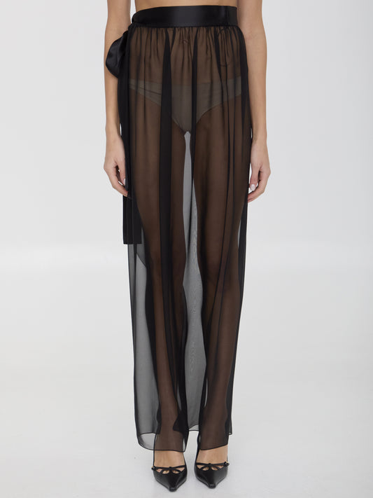 Long silk chiffon skirt