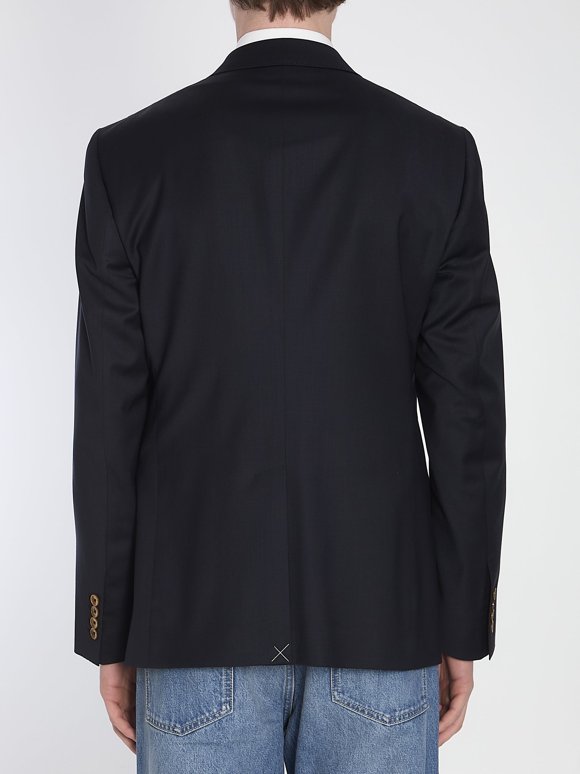 Double-breasted jacket with patch