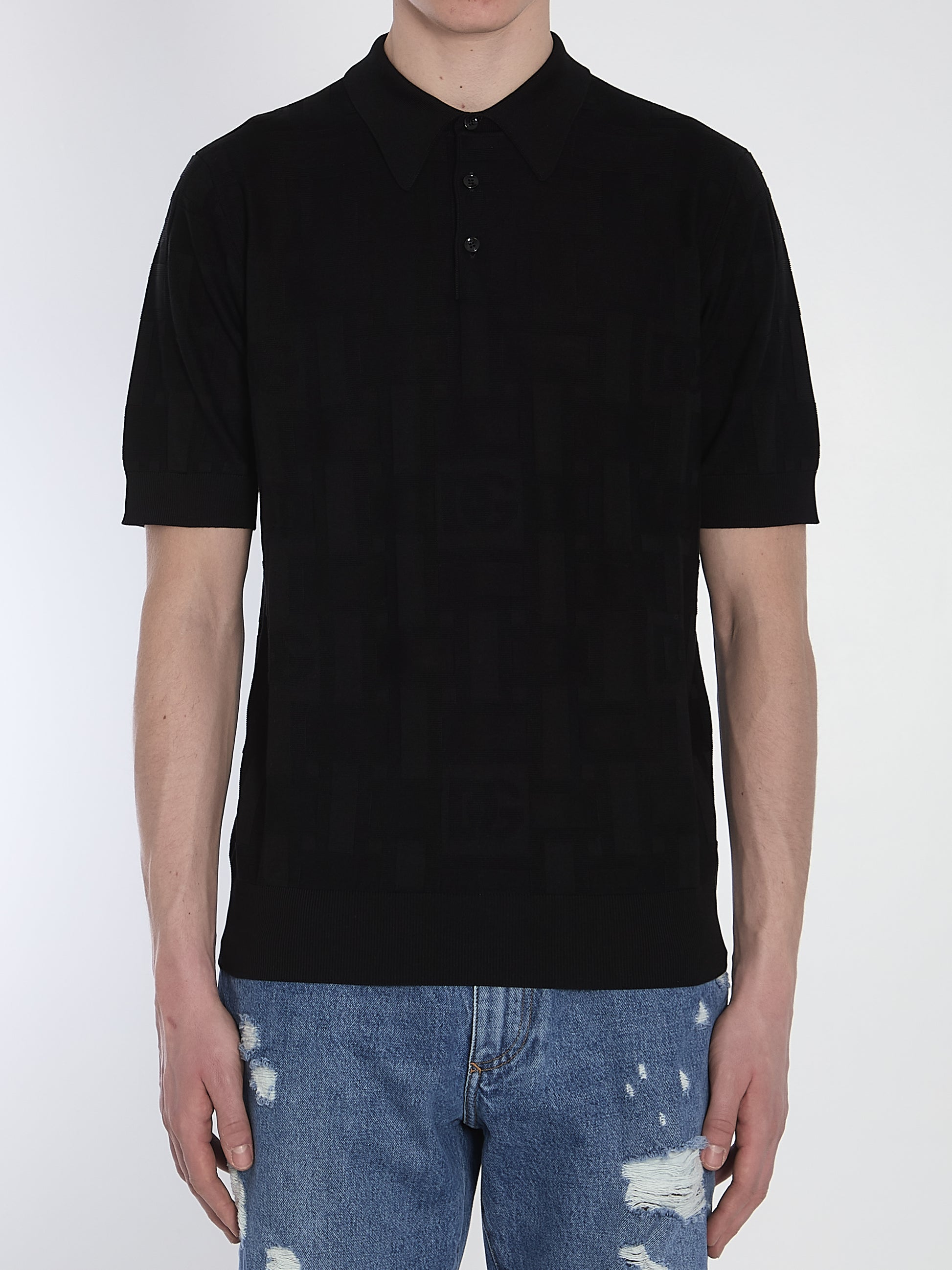 Jacquard logo polo shirt