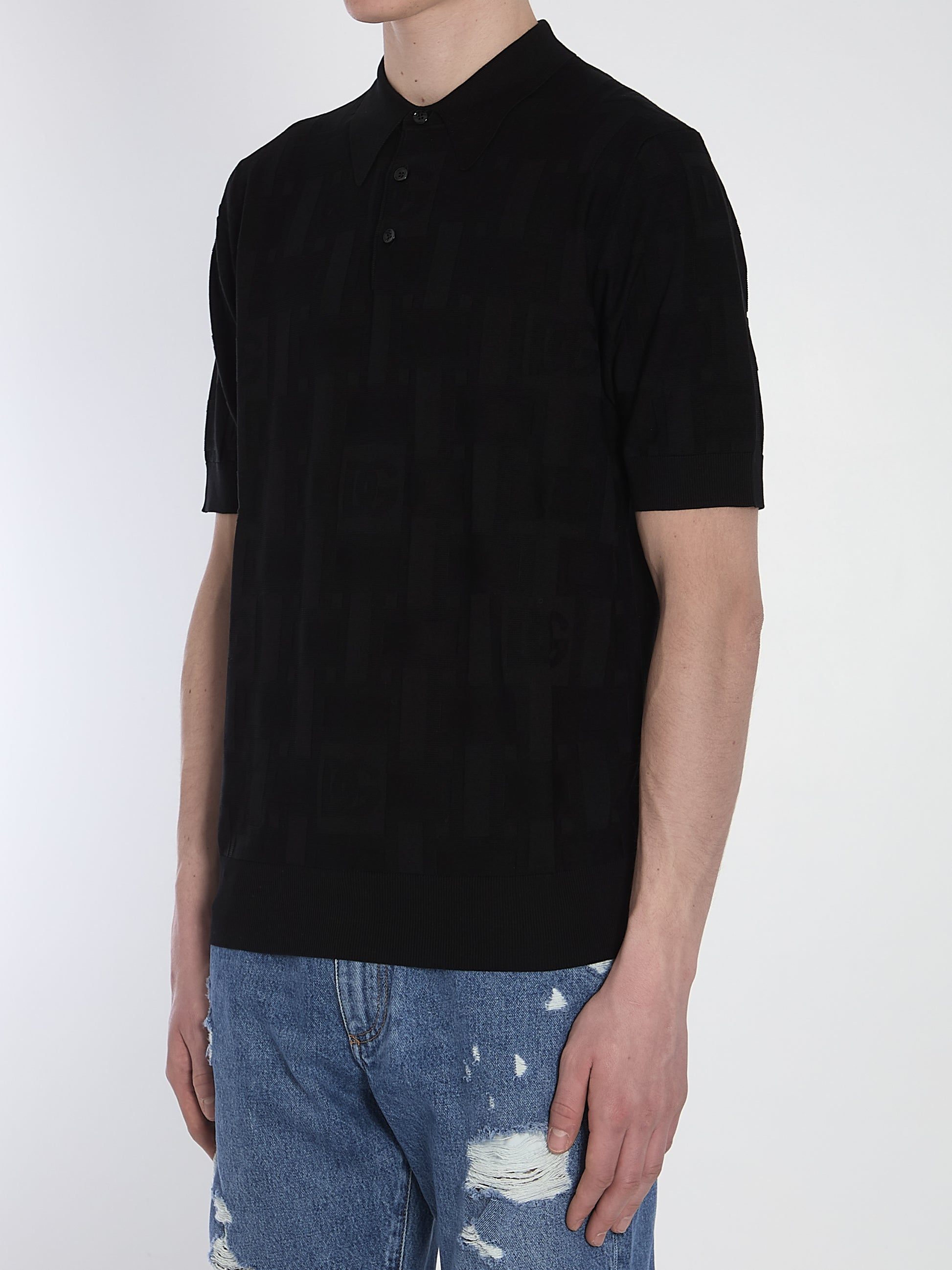 Jacquard logo polo shirt