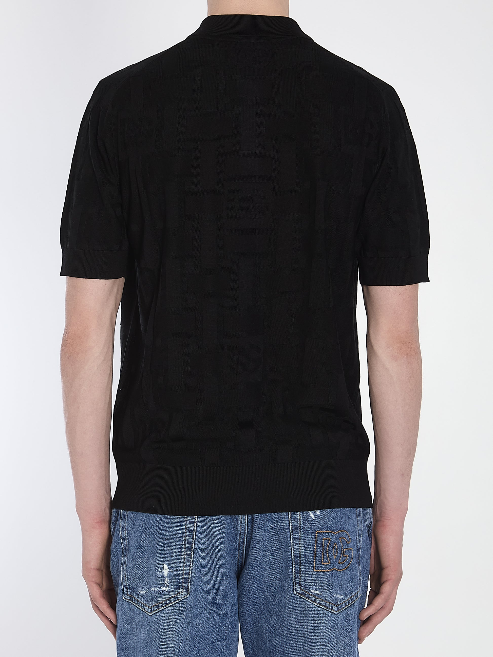 Jacquard logo polo shirt