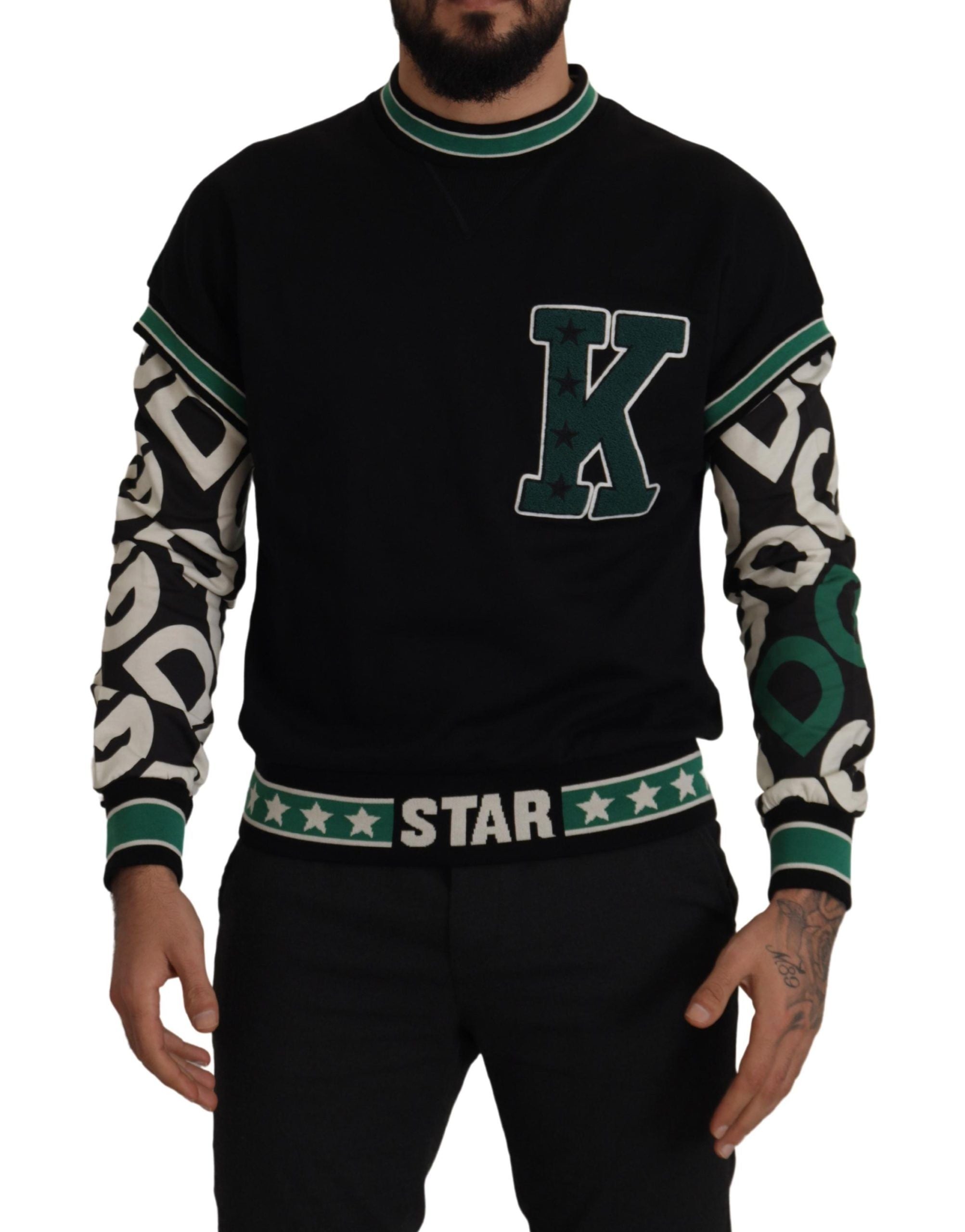 Dolce & Gabbana Regal Crewneck Pullover Sweater - Black & Green