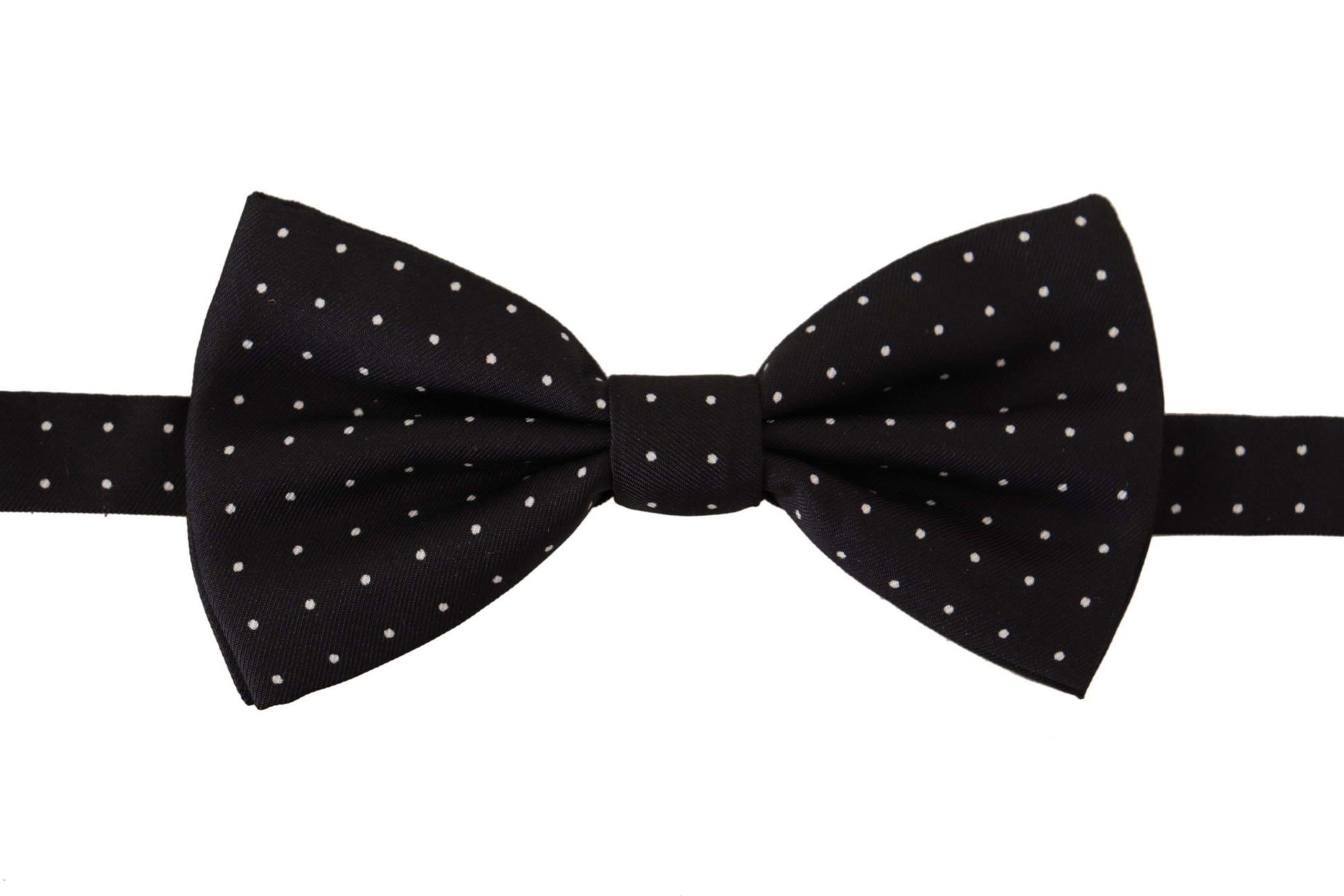 Dolce & Gabbana Black White Polka Dot 100% Silk Neck Papillon Tie