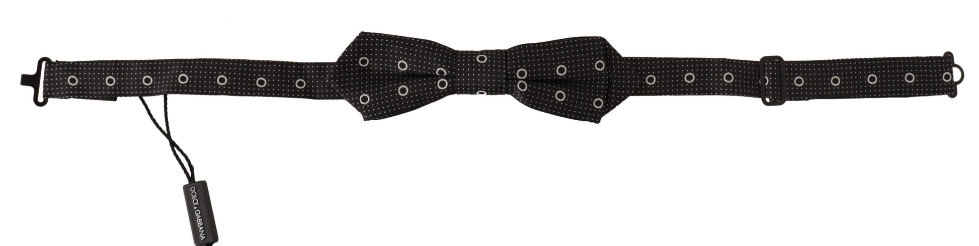 Dolce & Gabbana Black White Polka Dot 100% Silk Neck Papillon Tie