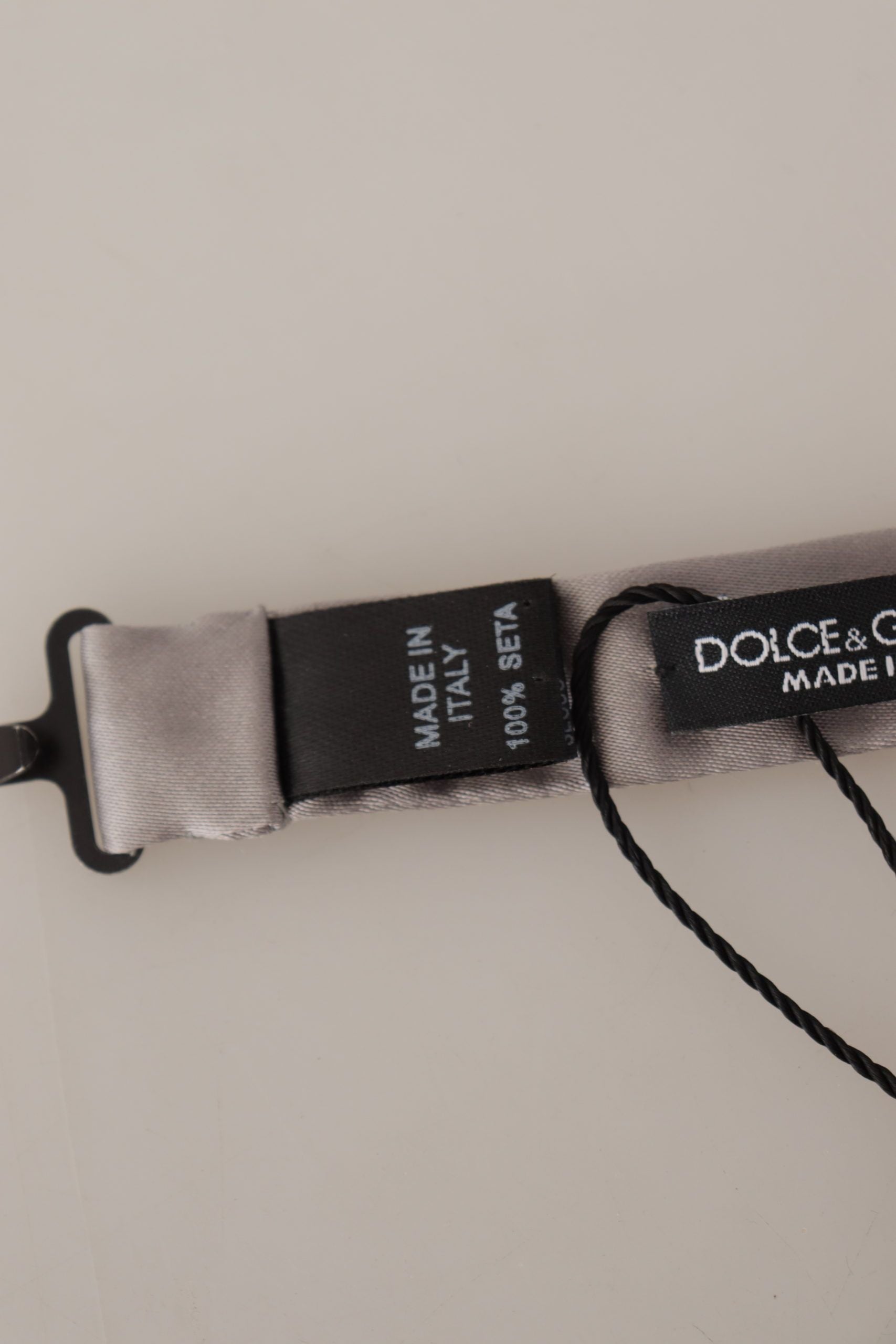 Dolce & Gabbana Silver 100% Silk Slim Adjustable Neck Papillon Tie
