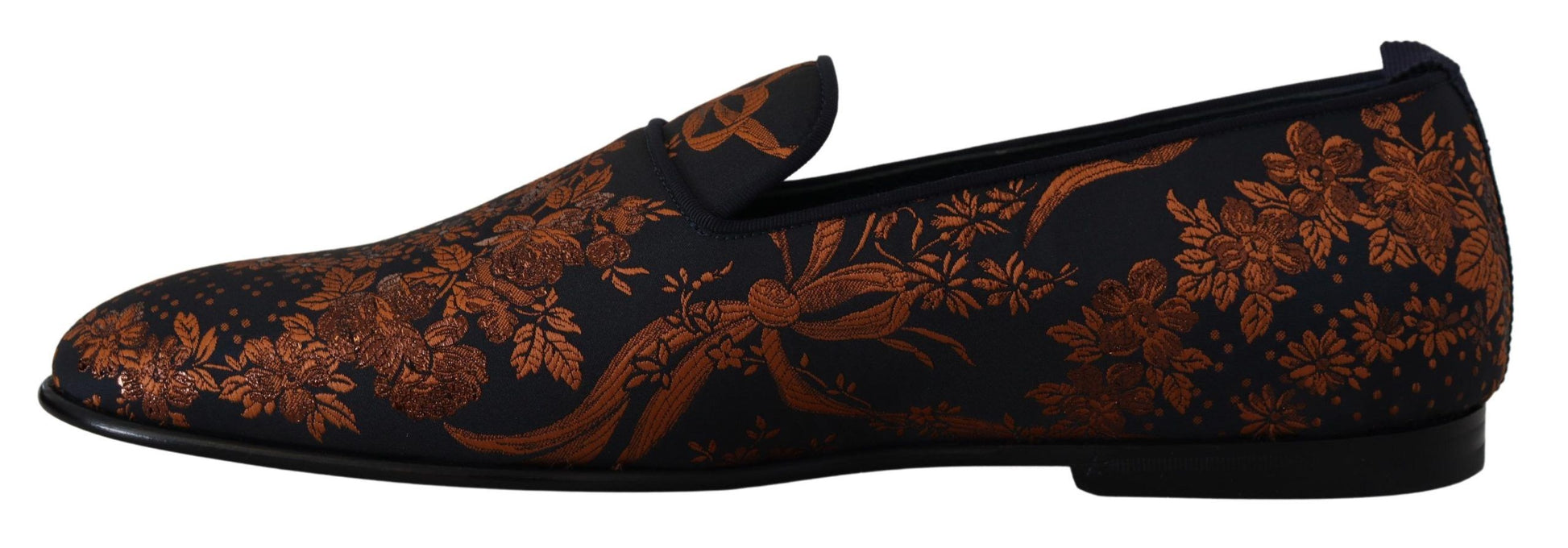 Dolce & Gabbana Blue Rust Floral Slippers Loafers Shoes