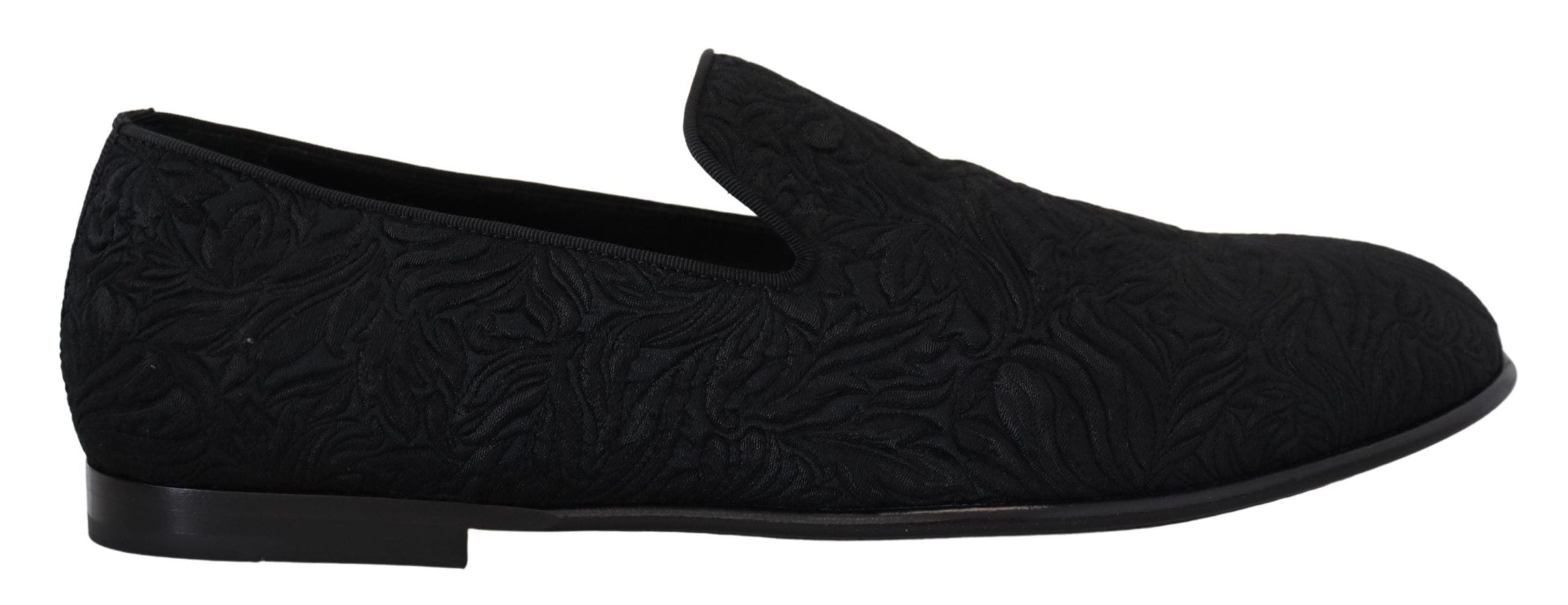 Dolce & Gabbana Elegant Jacquard Black Loafers Slide On Flats