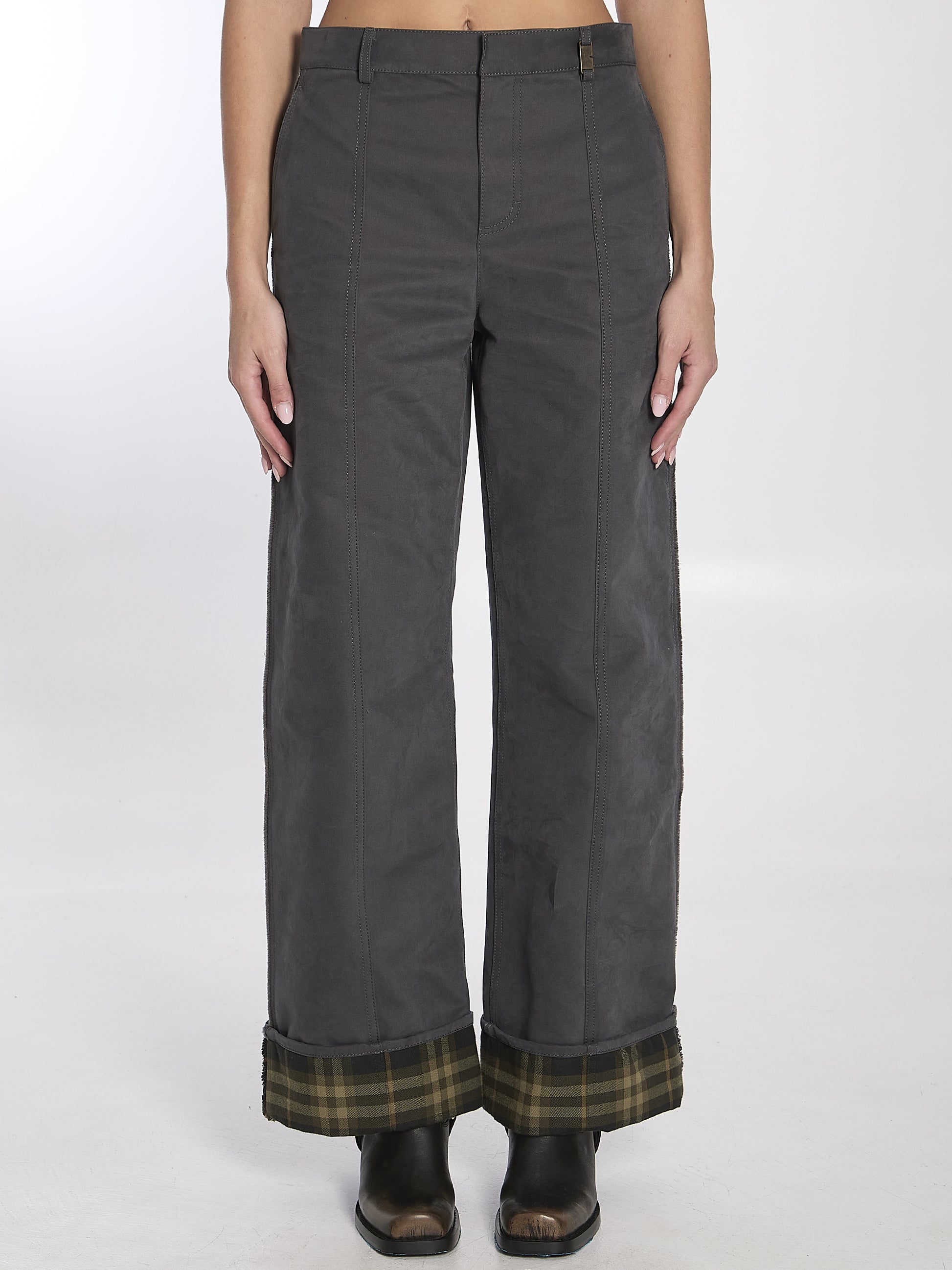 Trousers in cotton and nylon