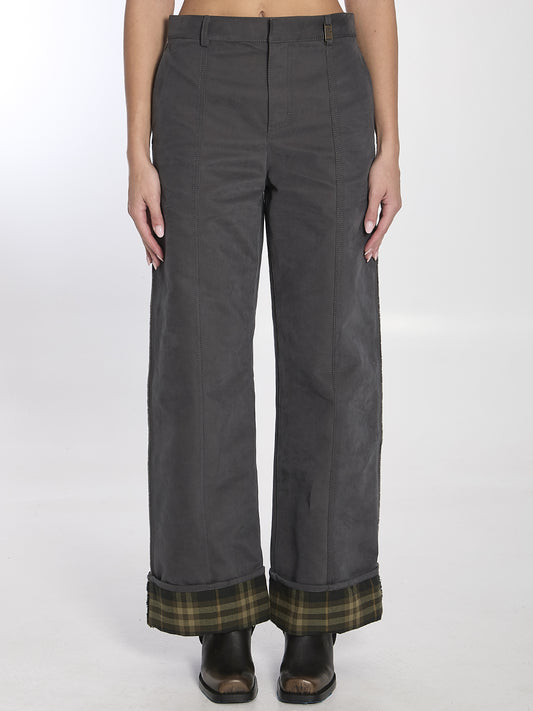 Trousers in cotton and nylon