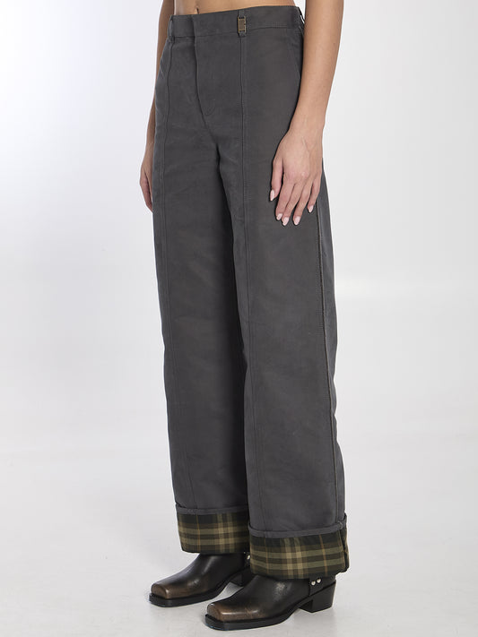 Trousers in cotton and nylon